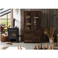 Wolf Möbel Vitrine Akazie 98x40x180 dunkelbraun lackiert BARK #208