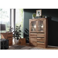Massivmoebel24.de Highboard Wild-/Zerreiche 95x42x150 Tabacco brown geölt MONTREUX #323