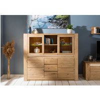 Massivmoebel24.de Highboard Wildeiche 163x40x142 beige geölt KENT #205