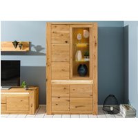 Massivmoebel24.de Vitrine Wildeiche 113x40x205 natur geölt KENT #102