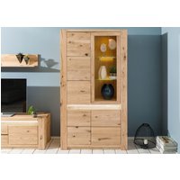 Massivmoebel24.de Vitrine Wildeiche 113x40x205 beige geölt KENT #202