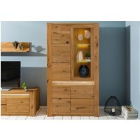 Massivmoebel24.de Vitrine Wildeiche 113x40x205 braun geölt KENT #203