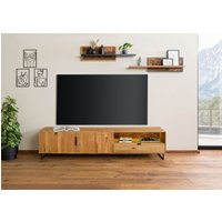 Massivmoebel24.de Lowboard Wildeiche mit Holztür 220x43x51 natur geölt LINDAU #26