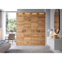Massivmoebel24.de Kleiderschrank 4-türig Wildeiche 195x60x219 natur geölt HALMSTAD #101