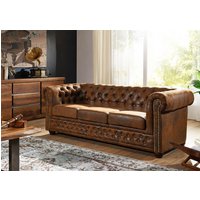 Massivmoebel24.de Sofa 203x86x72 braun CHESTERFIELD