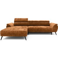 LIVORA Ecksofa Ottomane links Chenille 286x184x79 rostfarben VALENTINA