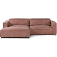 LIVORA Ecksofa Ottomane links Geflechtstoff 266x150x80 rosa FINN