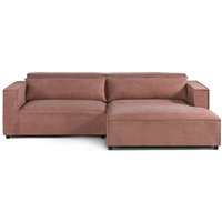 LIVORA Ecksofa Ottomane rechts Geflechtstoff 266x150x80 rosa FINN