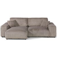 LIVORA Ecksofa Cord Velours 237x144x79 grau PAULINA