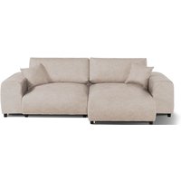 LIVORA Ecksofa Plüsch 237x144x79 beige PAULINA