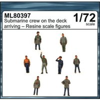 Submarine crew on the deck arriving
