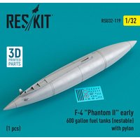 F-4 Phantom II early 600 gallon fuel tanks (nestable) with pylon (1 pcs) (3D Printed)