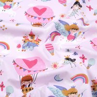 Tissu cretonne imprimé vie de princesse rose - Mondial Tissus