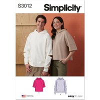 Patron simplicity s3012.a - sweat-shirts à capuche unisexe par 34-54 - Simplicity - Mondial Tissus