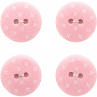 Carte de 4 boutons 2 trous 18 mm fleurette roses - Récréatys - Mondial Tissus