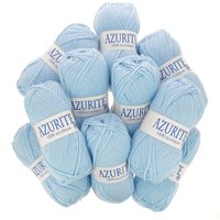 Lot de 10 pelotes de fil à tricoter Azurite 50g 100% acrylique - Col. 3036 Bleu glacier - Mondial Tissus
