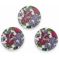 Lot de 3 boutons fleuris 25 mm écru et bordeaux - Frou Frou - Mondial Tissus