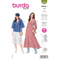 Patron BURDA 6040 - Robe / blouse encolure V manches froncées 36-46 - Burda - Mondial Tissus