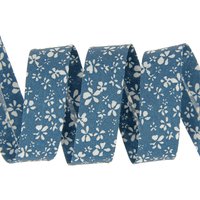 Biais coton bleu fleurs 20 mm - Mondial Tissus