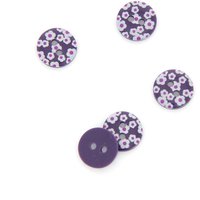 Boutons imprimés fleurs violet 13 mm MT - MT - Mondial Tissus