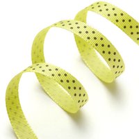 Ruban gros grain jaune à pois noirs 6mm - Frou Frou - Mondial Tissus