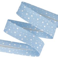 Biais étoiles diffuses coton bio bleu ciel - Mondial Tissus