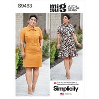 Patron Simplicity S9463.U5 - Robe-Chemisier Avec Ceinture Jeunes Filles 44 - 52 - Simplicity - Mondial Tissus