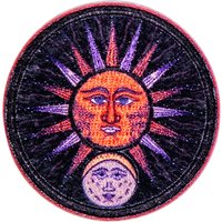 Écusson rond astre soleil lune orange - Mondial Tissus