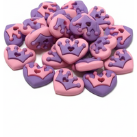 Sachet boutons fantaisie coeurs avec couronnes de princesse rose et violet - Récréatys - Mondial Tissus