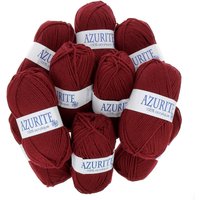Lot de 10 pelotes de fil à tricoter Azurite 50g 100% acrylique - Col. 3025 Rouge foncé - Mondial Tissus
