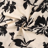 Tissu viscose imprimé délicate fleur écru - Mondial Tissus