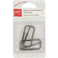 Boucle à coulisse en métal 40mm nickel mat x1 - MT - Mondial Tissus
