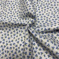 Tissu voile de coton doux bleu mini tulipes et pois - Mondial Tissus