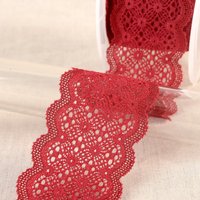 Ruban dentelle élastique fleurs géométriques bordeaux 55mm - Mondial Tissus