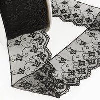 Ruban broderie tulle papillons noir 65mm - Mondial Tissus
