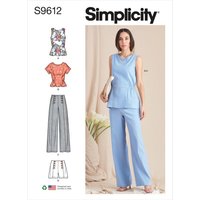 Patron Simplicity S9612.R5 - Hauts, Pantalons Shorts Jeunes Filles 42 - 50 - Simplicity - Mondial Tissus