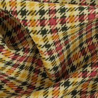 Maille polyester stretch imprimée carreaux rouge jaune - Mondial Tissus