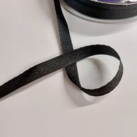 Ruban sergé polyester uni 10mm noir - Mondial Tissus