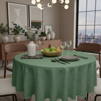 Nappe ronde crinkle vert d'eau diamètre 160cm - MT - Mondial Tissus