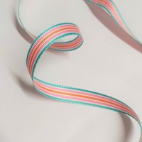 Ruban gros grain rayé rose, bleu et blanc 10 mm - Frou Frou - Mondial Tissus