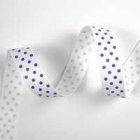 Ruban gros grain blanc à pois violets - Mondial Tissus