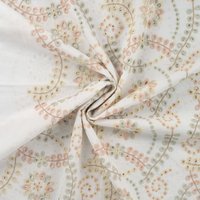 Tissu coton brodé paisley multico vert - Mondial Tissus