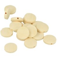 Perles bois ""Lucy"" rond plate 15x4,3mm 17 pièces - Mondial Tissus