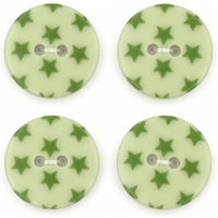 Carte 4 boutons étoiles vert anis 18 mm - Frou Frou - Mondial Tissus