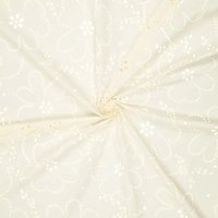 Tissu voile coton broderie anglaise fleurs XL écru - Mondial Tissus