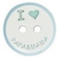 Boutons j'aime papa mama bleu 15 mm - Mondial Tissus