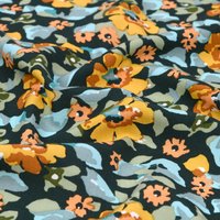 Tissu popeline viscose imprimé petite fleurette émeraude - Mondial Tissus