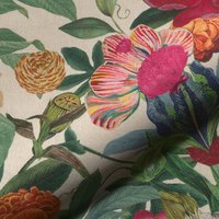 Toile semi panama jardin fleuri XXL multico - Mondial Tissus