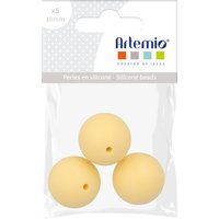 Lot 3 perles silicone rondes 15mm jaune - Artemio - Mondial Tissus
