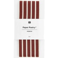 Ruban tissé à rayures bordeaux et crème 38 mm x 3 m - Rico Design - Rico Design - Mondial Tissus